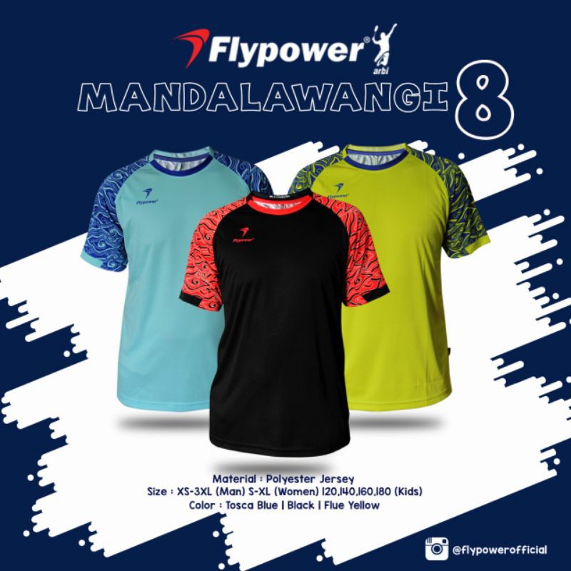 Kaos bulutangkis flypower mandalawangi original