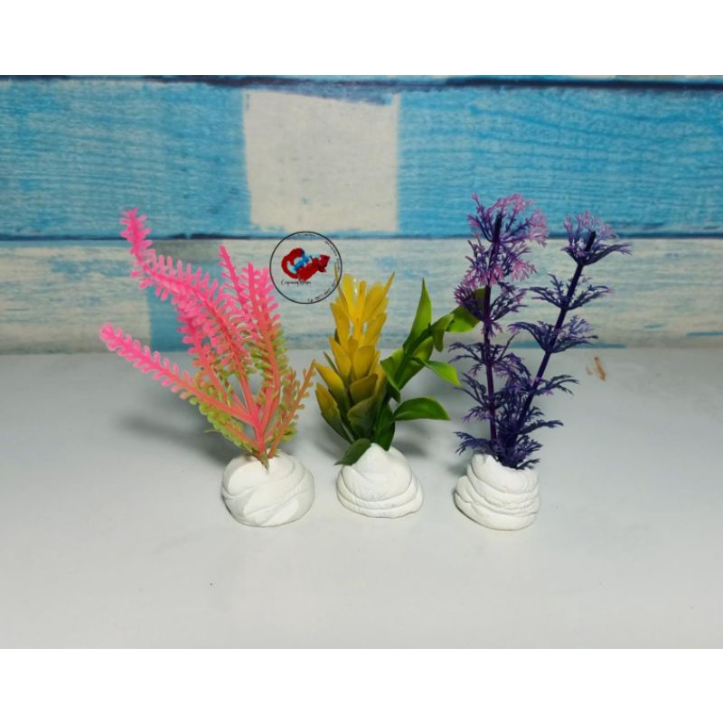 Rumput plastik dekorasi aquarium