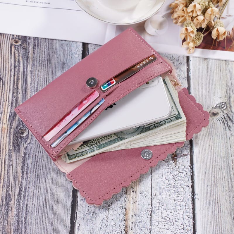 ♥TMALL88♥ Dompet Wanita Panjang Free Pom-Pom Dompet Wanita Import Real Pict