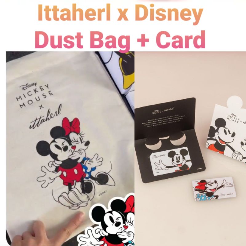 Ittaherl Disney Mickey Minnie Dust Bag + Loyalty Card (Baca Deskripsi)