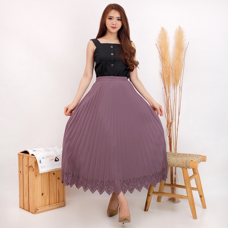 ROK LASER - PLISKET MAYUNG HYGET PON ZIGZAG POLOS MURAH GROSIR SUPPLIER ABG KARET MELAR REMPEL-PURPLE