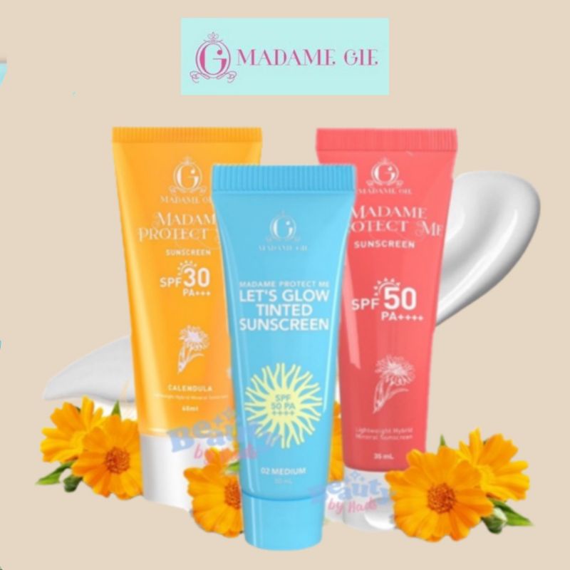 [READY] MADAME GIE PROTECT ME SUNSCREEN SPF 30 PA+++ &amp; SPF 50 PA+++ TINTED MEDIUM LIGHT DEEP 35ml 10ml Tabir Surya Sunblock Sun Screen