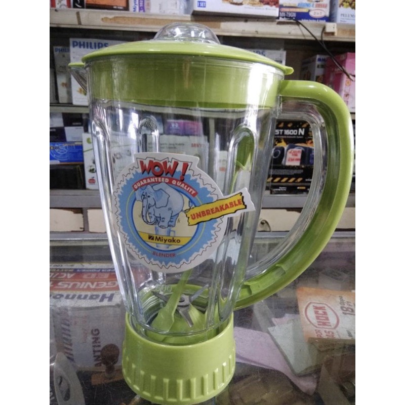 Tabung Blender + Tapak + Sendok Miyako Original 1 Set / Tabung Gelas Jus Plastik Jar Blender Ori