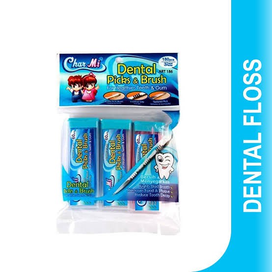 Dental Picks &amp; Brush Char Mi Charmi Art 186 Tusuk Gigi Plastik Sikat Sela Gigi Kecil