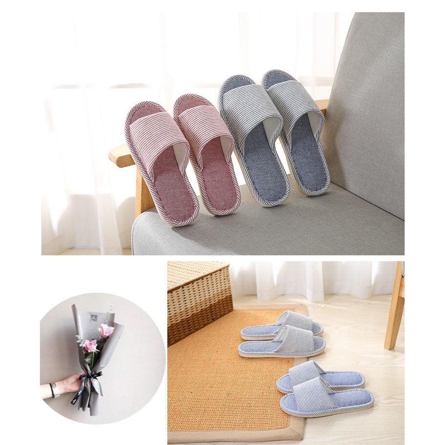 Sandal Rumah Hotel Empuk Nyaman Indoor Halus Motif Garis Slipper SP002