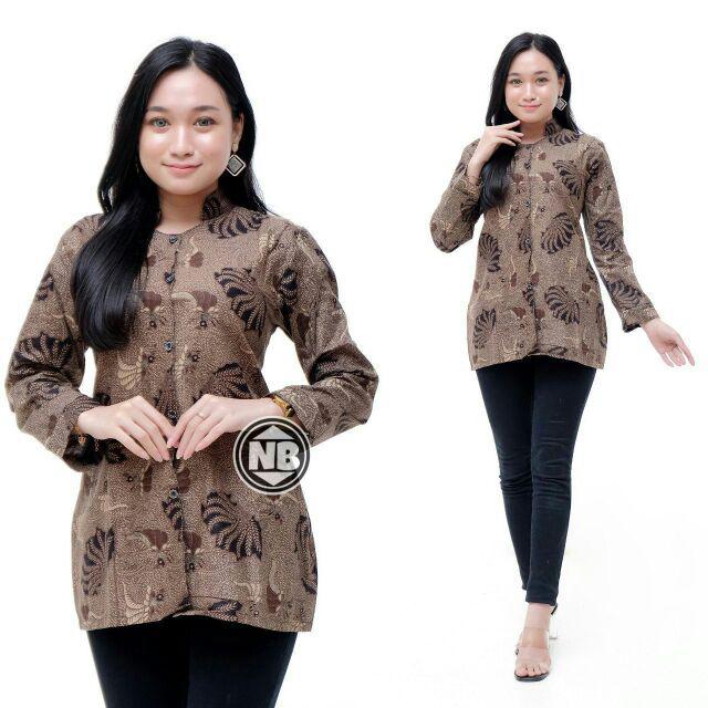 tey-17 Batik wanita ASJ SA HRB026 Kenongo Kemeja Tosca Pendek-D