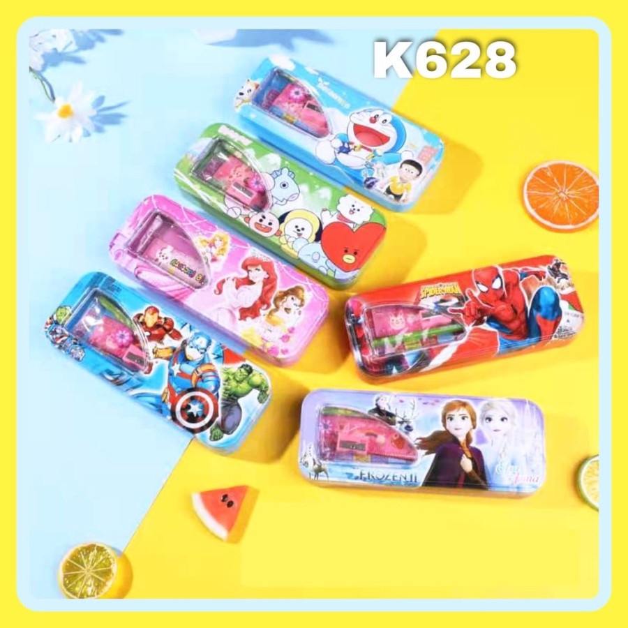 

FBI Kotak Pensil Kaleng 2 Susun Set/Tin Pencil Set Case Box/Paket/Kado