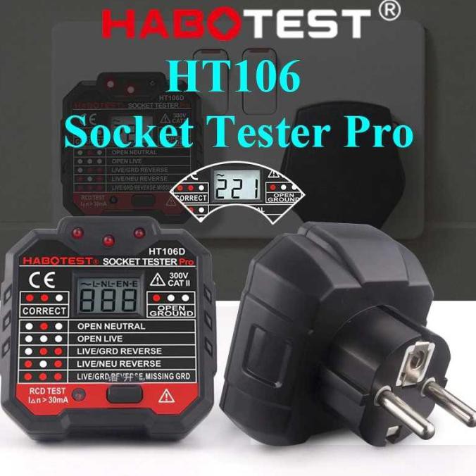 Socket Tester Stop Kontak Listrik Colokan Eu Plug - Hitam