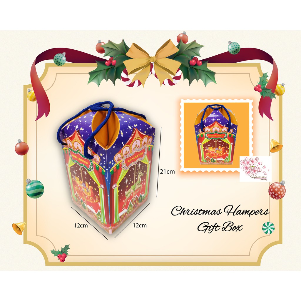 

Box X'mas Carousel untuk kue/hampers Natal 12x12x21cm