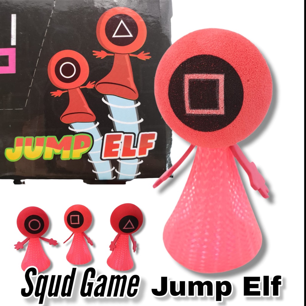 Mainan Elf Bouncing Squid Game / Boneka Loncat/EVASmall Elf Squid Game Bounce Springs/ People Bouncing Jump Toy Children/ Dolls Toys/ Edukasi Anak-anak Anak Bayi Kartun Hadiah Mainan