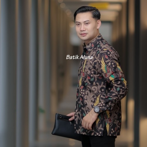 Baju Batik Pria Lengan Panjang Premium Kemeja Batik Pria Slimfit Furing Terbau BATIK ALUNA ASD-064