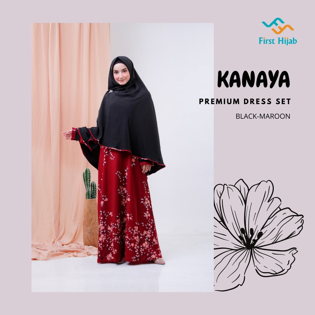 Gamis Set Kanaya Dress Set Khimar Syar'i First Hijab