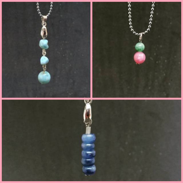 All Larimar, ruby emerald, kyanite pendant