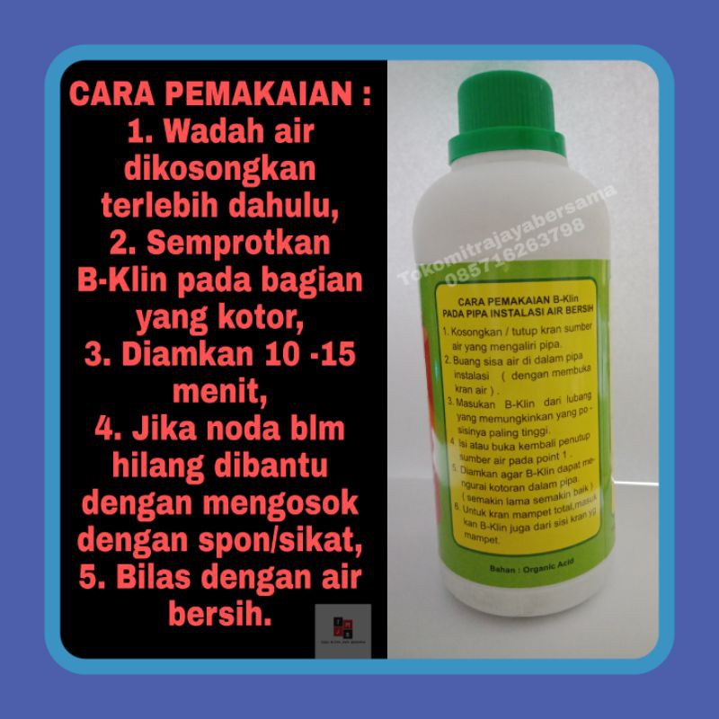 BKLIN B-KLIN B KLIN CAIRAN PEMBERSIH TOREN PARALON TANGKI / TANDON PIPA SALURAN AIR BAK MANDI 500ML