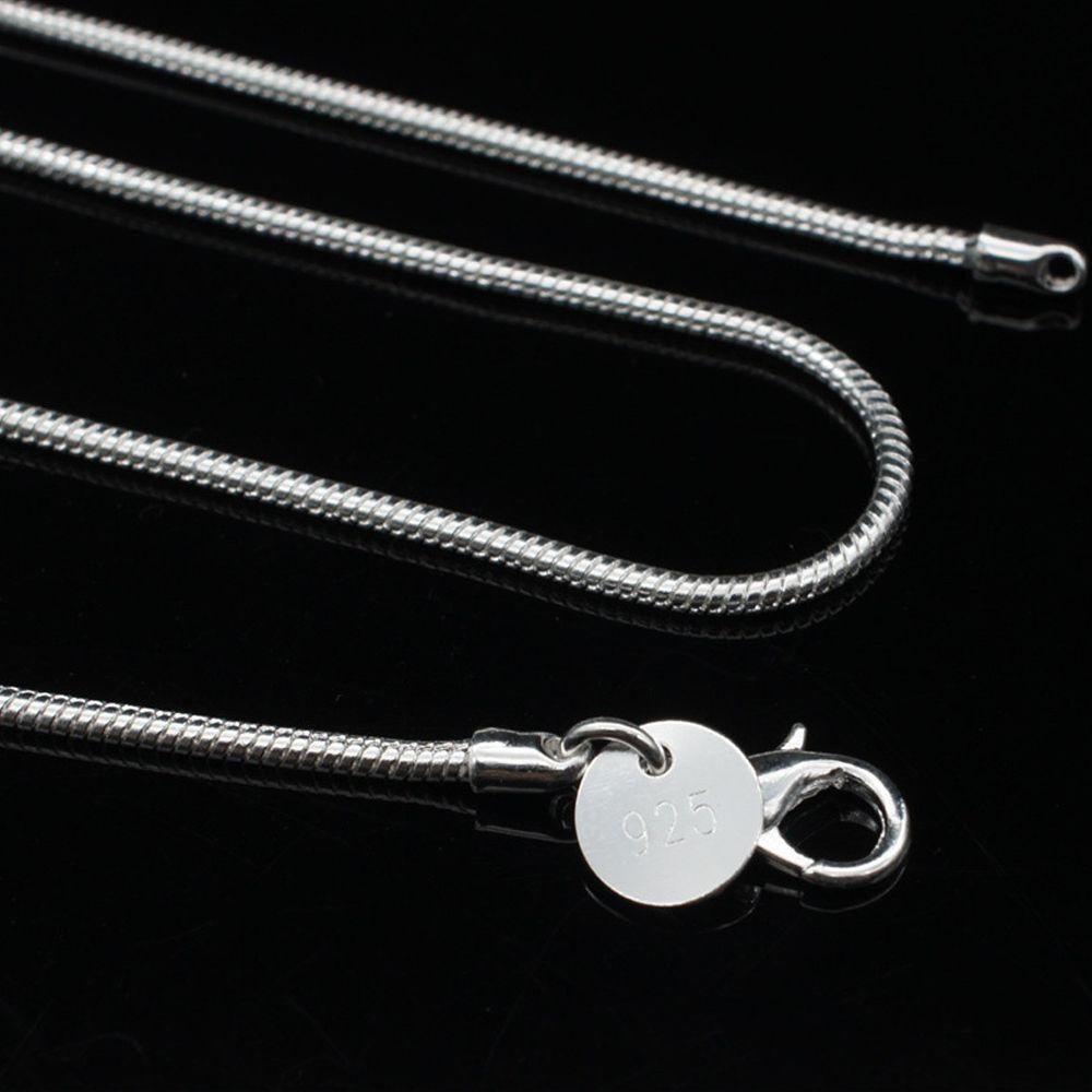 Top Kalung Rantai Ular Hadiah Untuk Wanita Pria16 /18 /20 /22 /24Inch Punk925 Sterling Silver