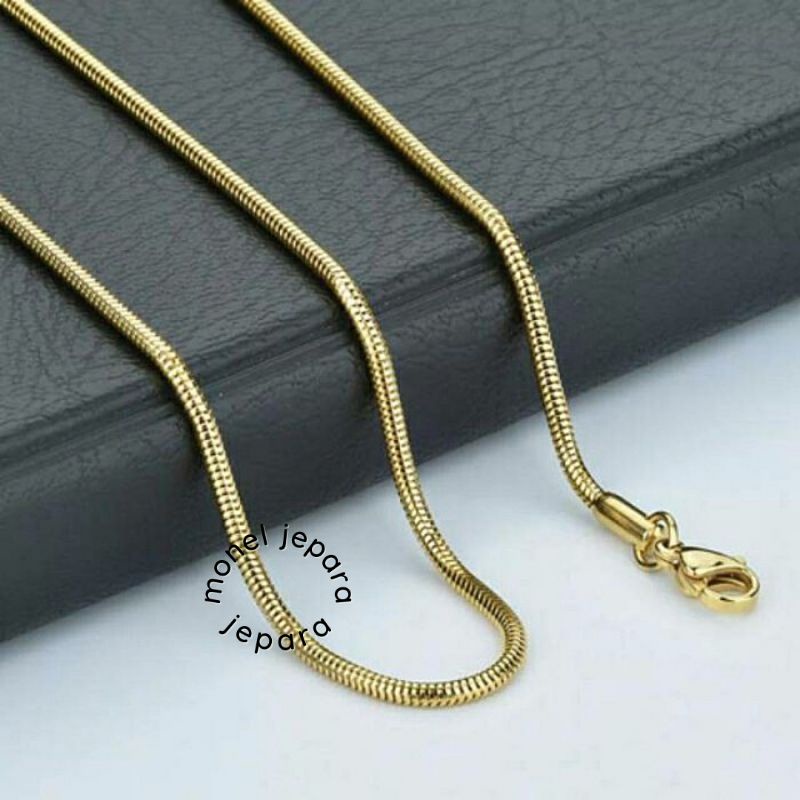 Kalung Titanium Emas Pria Wanita(Panjang 35 45 50 60 cm)