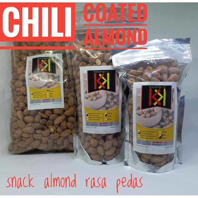 

Best Seller Chili Coated Almond / Snack Kacang Almond rasa Pedas 1000gr