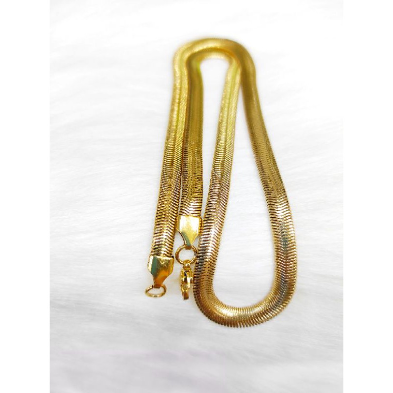 Kalung Titanium Pria Wanita Model Gepeng Ular Minyak 50cm