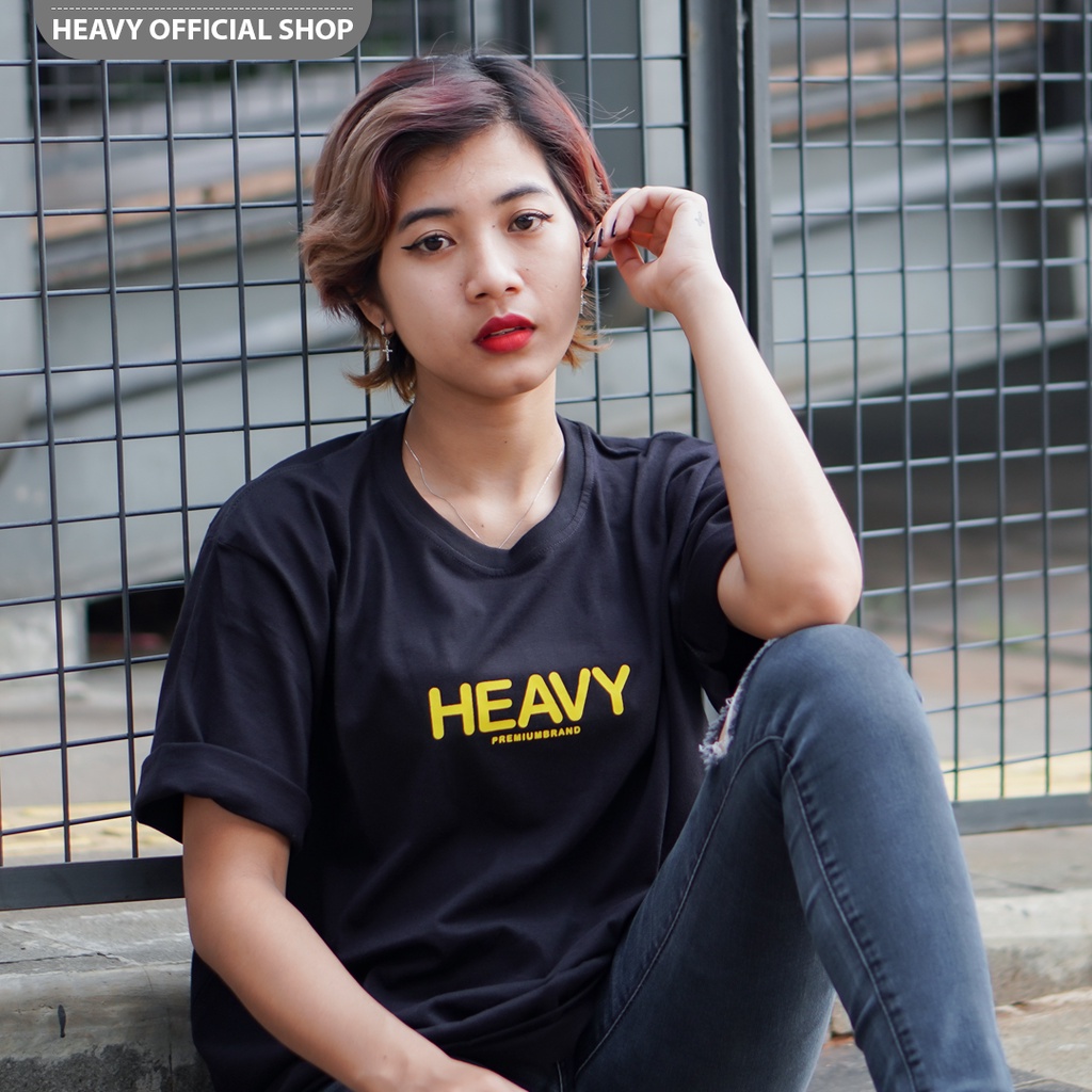 Black T-shirt Heavy Original Front HEAVY Baju Pria Distro | Pakaian Atasan