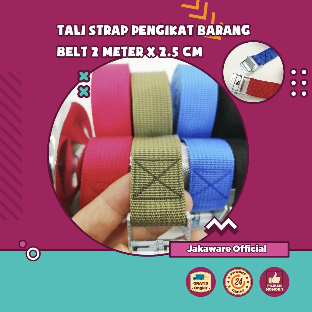 TALI STRAP PENGIKAT BARANG CARGO BELT 2 METER x 2.5 CM KARGO PENGAIT MOBIL MOTOR BAGASI TRUK TRUCK K
