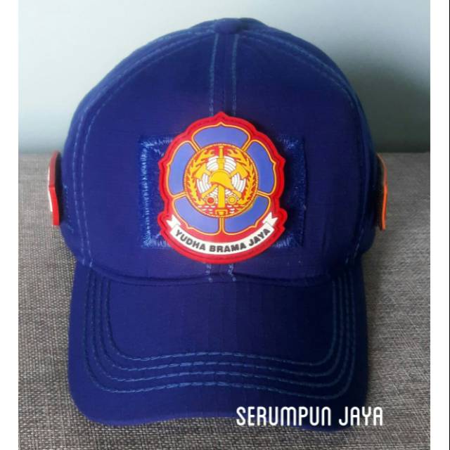 TOPI DAMKAR - TOPI DAMKAR 3 PATCH ANTI MAINSTREAM - TOPI DAMKAR RESCUE VELCRO BIRU