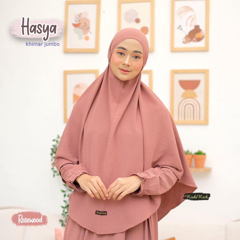 Khimar Hasya standar atau jumbo anti kusut airflow by RiskiRich-Rosewood
