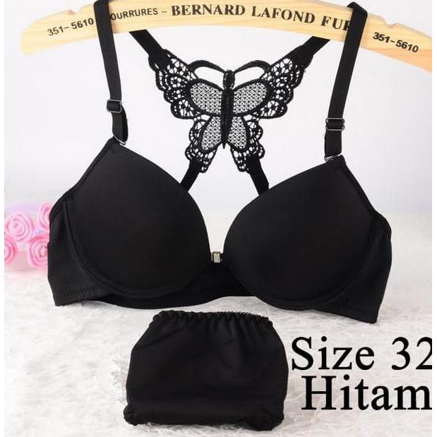 Beauty Set Bra Butterfly / Bra + Cd Kupu-Kupu Size 32 Hitam