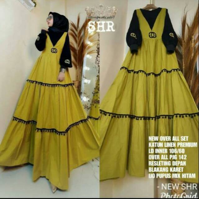 Set overal 100%ori SHR,set gamis overal SHR