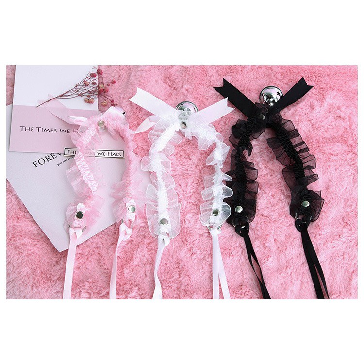 CH-07 kalung choker bell lonceng besar pita renda lace nekomimi kucing