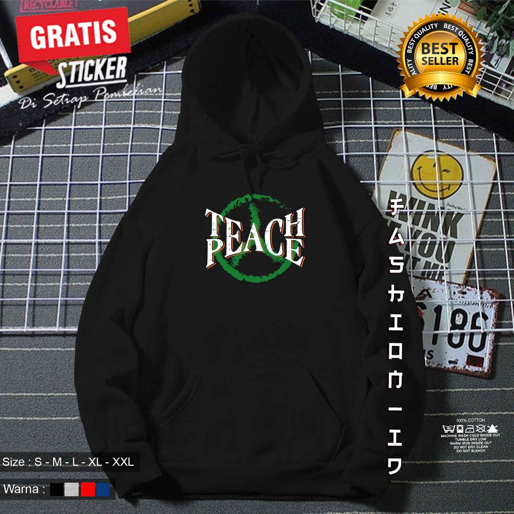 Sweater Hoodie PEACE TEACH  Keren Pria Dan Wanita Distro KAOS PRIA KEREN