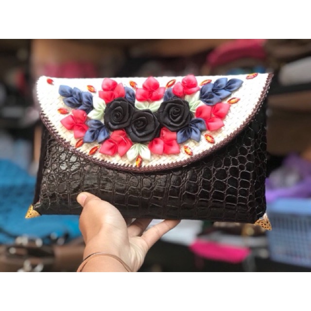 cluth bag croco clutch pandan pesta wanita full bunga termurah