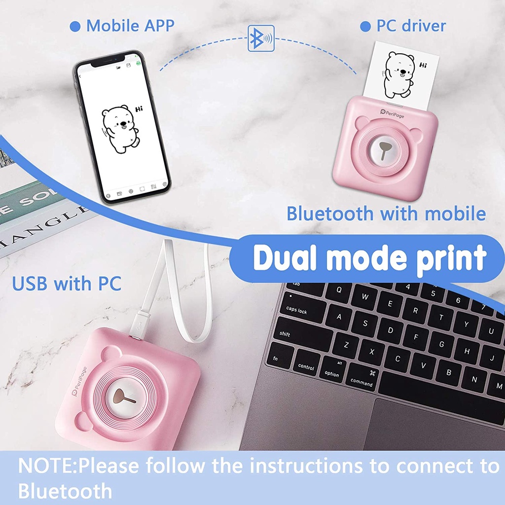 PeriPage-Mini A6 Thermal Printer untuk Ponsel, Mesin Cetak Foto Saku Bluetooth, Kompatibel dengan Android dan IOS, Cocok untuk Hadiah Anak-2