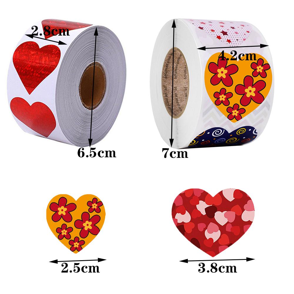 R-flower 500pcs/Roll Kertas Kemasan Stiker Scrapbooking Self-adhesive Valentine Day Gift Box Packing