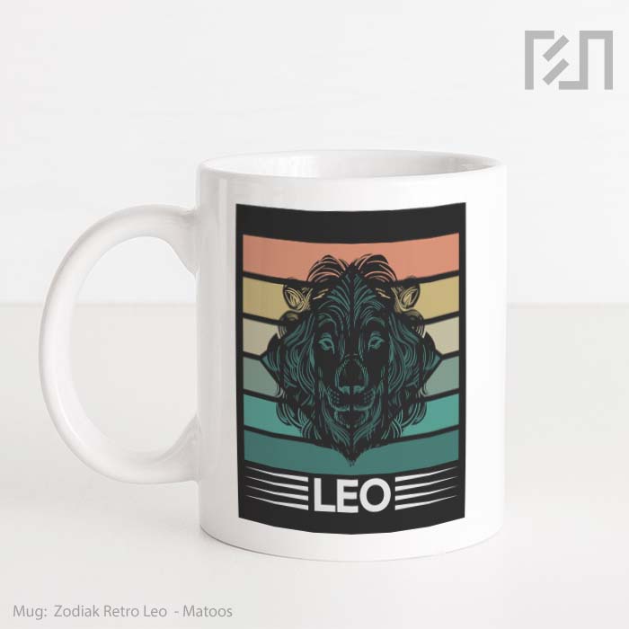 Mug Zodiak Retro Leo Gelas Keramik 0007