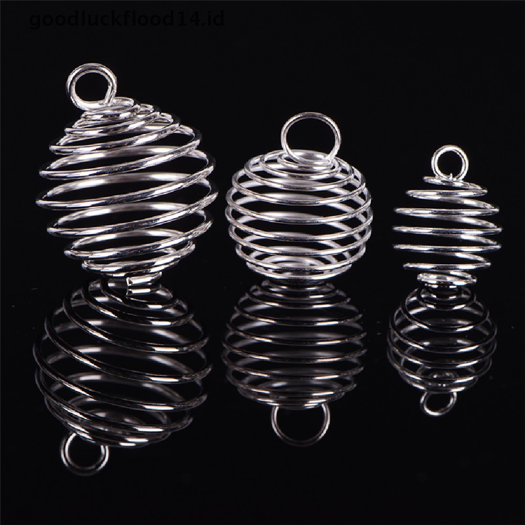 [OOID] 30PCS/Set Spiral Bead Cages Pendants Silver Plated Craft Jewelry Making DIY Gift ID