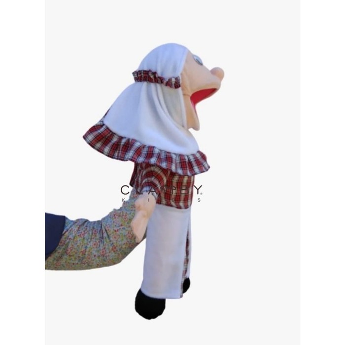 Boneka Muppet Santri Putri Baju Kotak Merah Putih | Handpuppet Edukasi