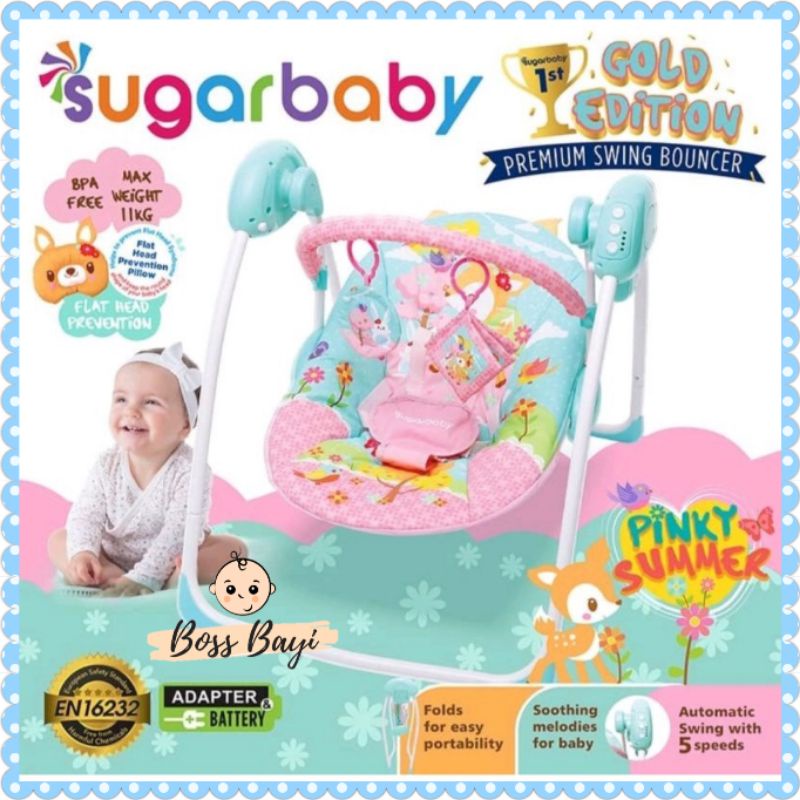 SUGAR BABY Premium Swing Bouncer / Ayunan Otomatis Bayi Gold Edition