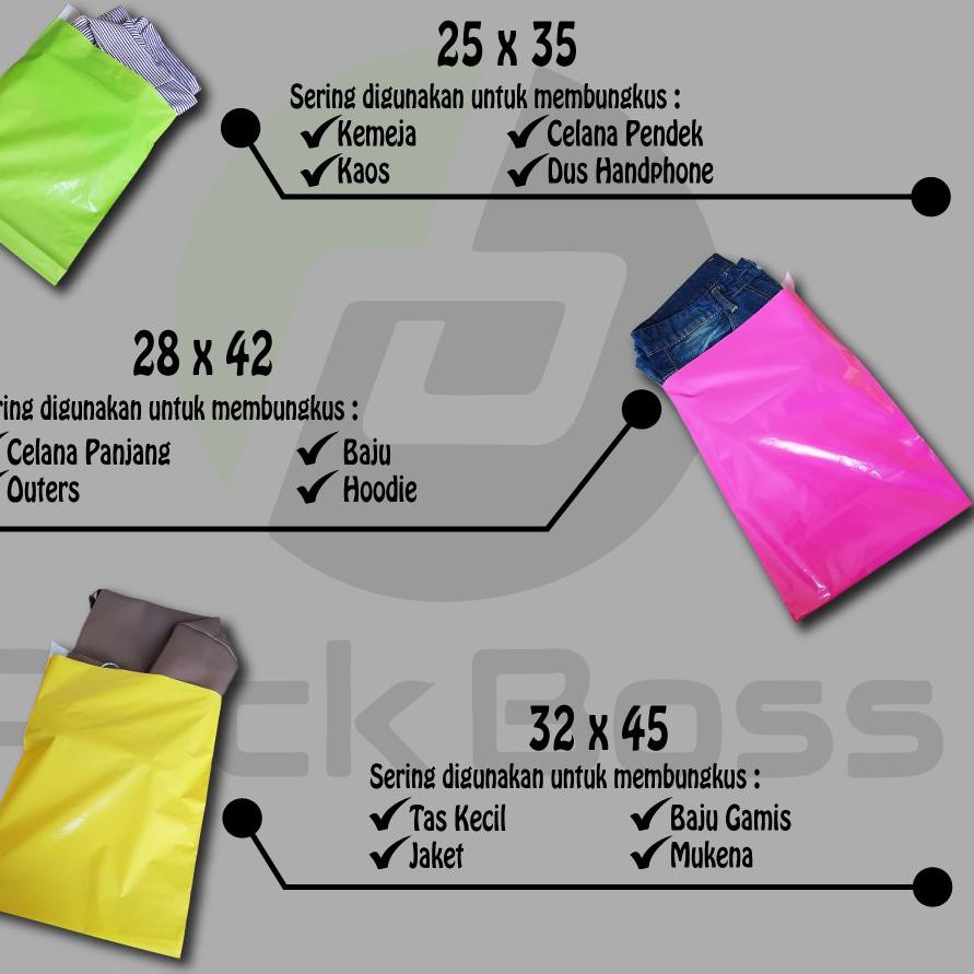 

➹ POLYMAILER PACKBOSS 32x45 ISI ±100 LEMBAR ,TEBAL *KUALITAS BOSS, HARGA * ♪