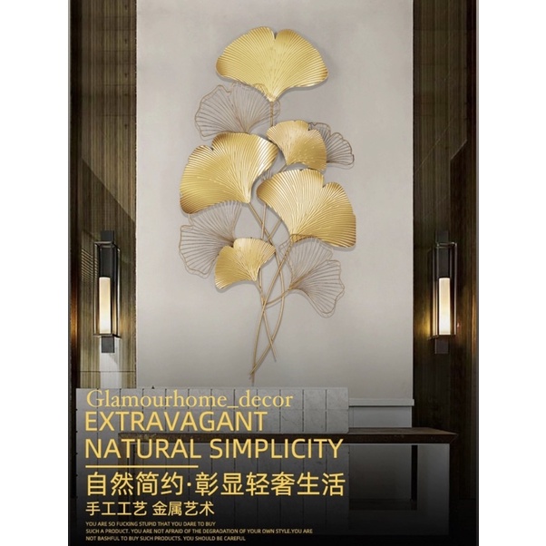 Luxury Wall Decoration 3D / Hiasan Dinding Daun Ginkgo Emas / Hiasan Dinding Mewah