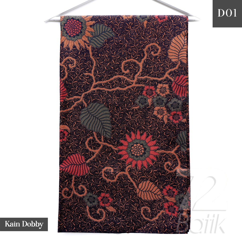 KAIN BATIK PREMIUM Dobby Motif Kembang Warna Hitam Orange Oranye Merah 728005 Cap 72 Jarik Jarit Samping Kebat Panjang Batik Dobby Modern Premium Bahan Seragam Batik Pernikahan Kantor Keluarga Murah Kamen Jadi Batik Bali Lembaran