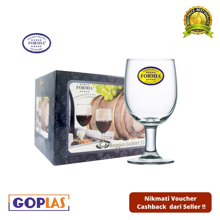 Gelas Wine Kaca 330ml / Reggio Premium Goblet 33CL Merk Formia