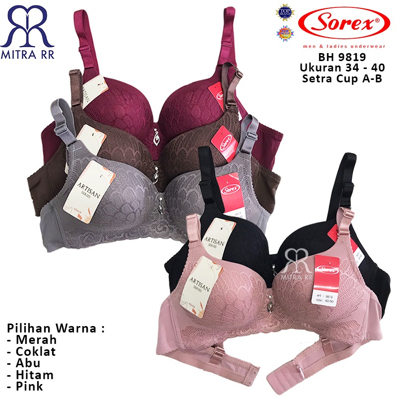 BH Sorex 9819 Artisan Series - Bra Busa Sedang Tanpa Kawat Brukat Lace Bunga Setara Cup A-B