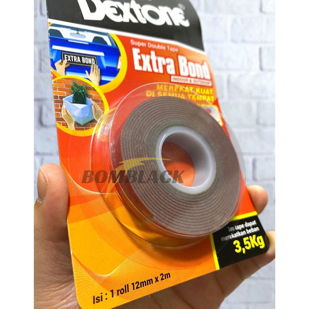 DEXTONE Double Tape 25mmx2M SUPER Kuat Lengket Tahan Air Bening MERAH