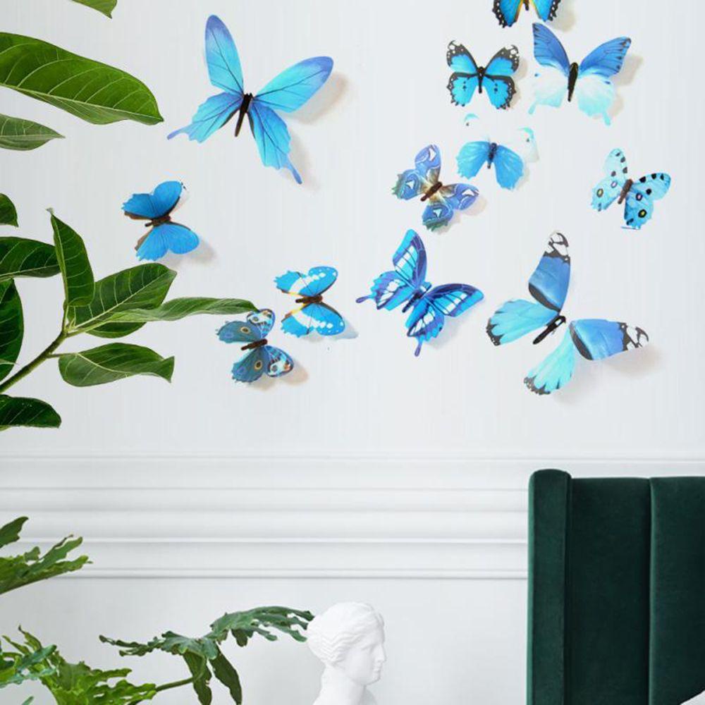 Top 12PCS/Set Butterly Stiker Dinding DIY Dekorasi Rumah Sayap Lipat PVC Mural