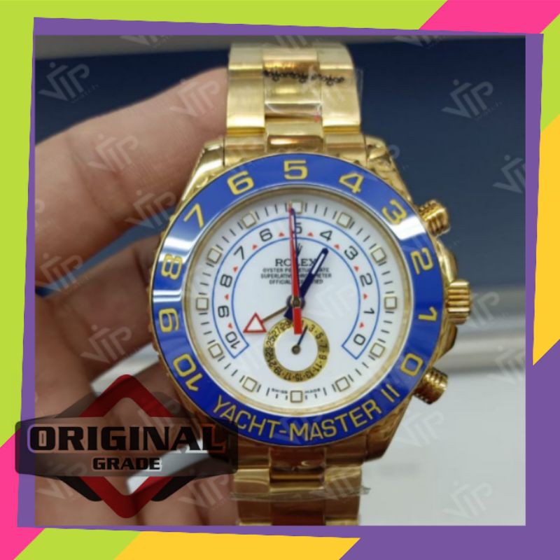 JAM TANGAN ROLEX PRIA COWOK YACHT MASTER II GOLD SUPER GRADE