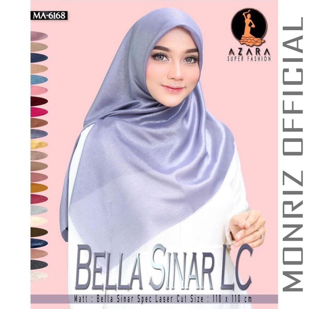 MONRIZ - SEGI EMPAT BELLA SINAR AZARA ORIGINAL LC - JILBAB HIJAB BELLA SINAR AZARA LASER CUT ORI - K