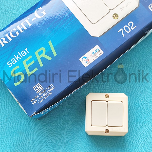 Saklar Seri OB Bright-G 702 Saklar Tempel Double OB Outbow Warna Cream - Saklar Seri Double OB SNI