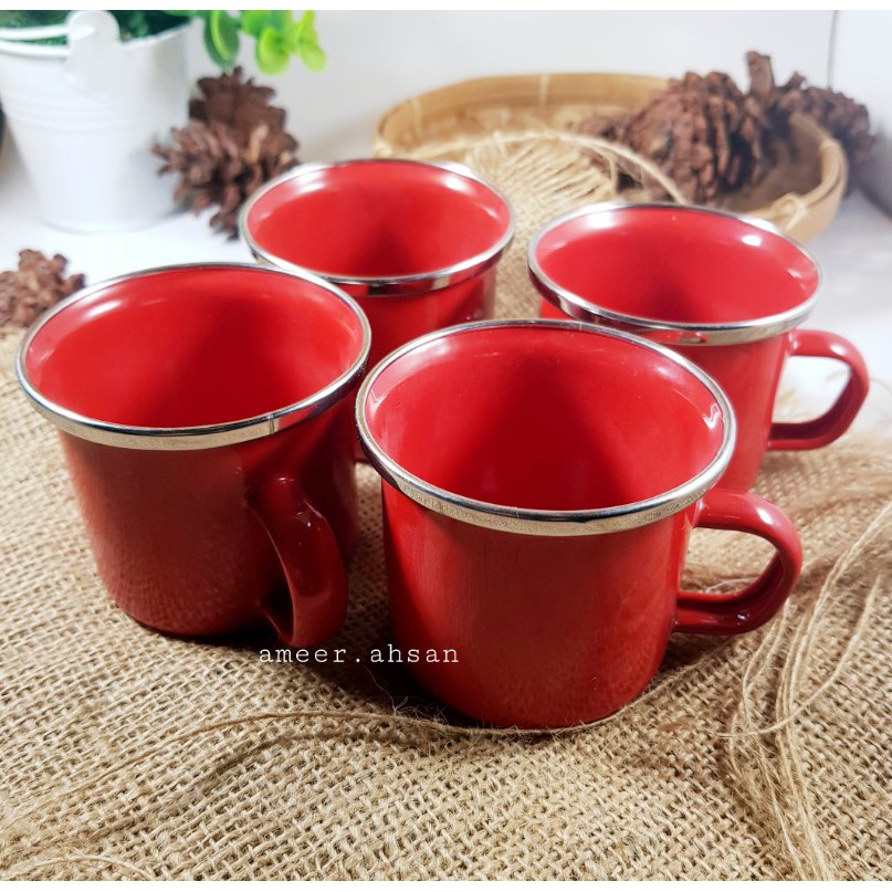 Gelas Enamel - Cangkir Enamel - Mug Enamel Warna (Mug 6 Cm)