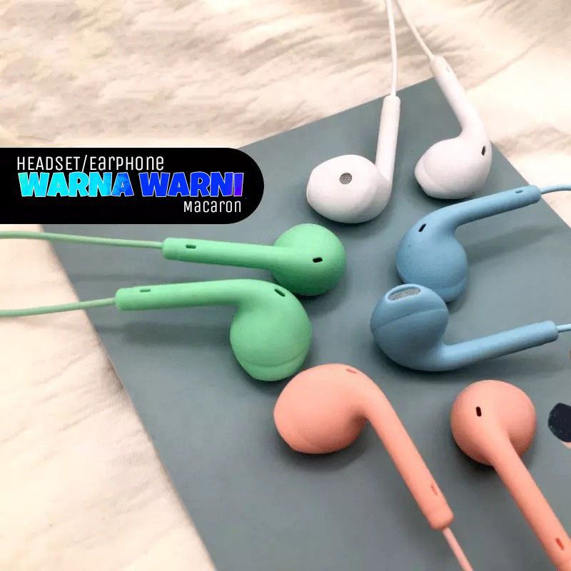 Headset Macaron u19 u28  Kuat Murah I Headset Warna Warni I Headset Bass Stereo dan Mono Jernih