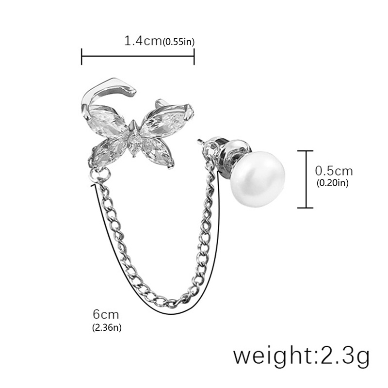 Perhiasan Anting Stud Klip Tulang Telinga Wanita Bentuk Kupu-Kupu Rumbai Mutiara Bahan Resin Gaya Vintage Korea